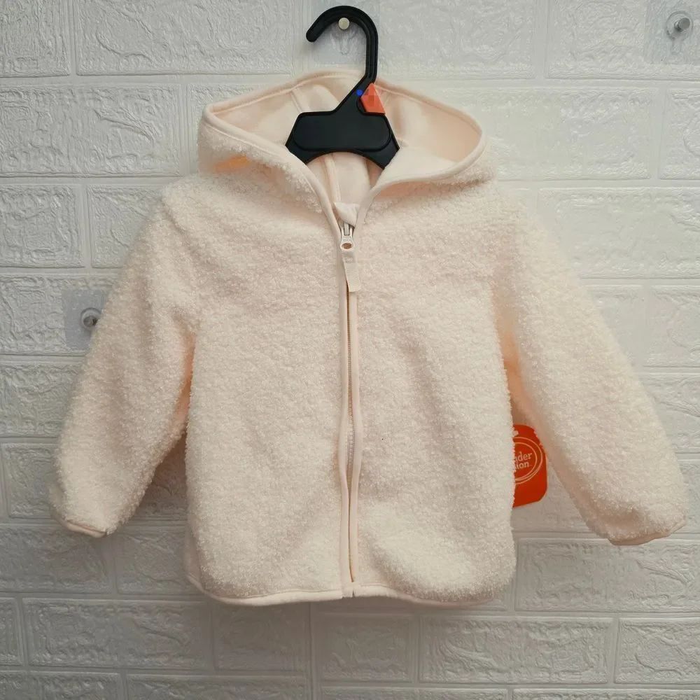 Wonder Nation Unisex Boy Girl Baby Toddler Teddy Fleece Jacket with Hood